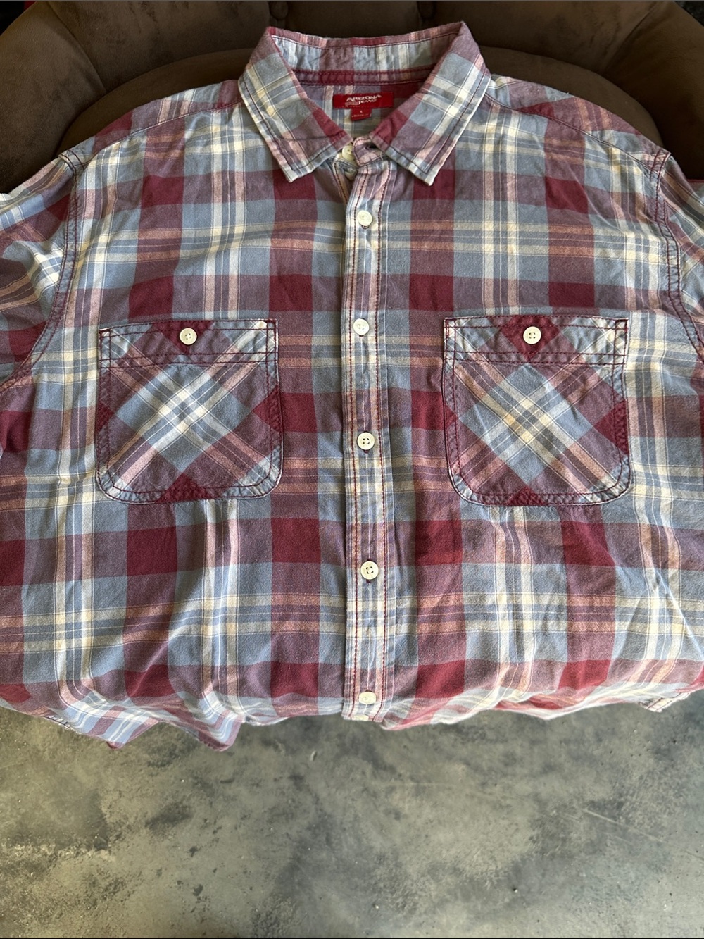 Men's Plaid Button-Up Shirt - Red/Blue